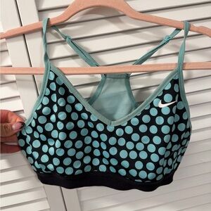Nike Women's Teal and Black Polka Dot Sports Bra